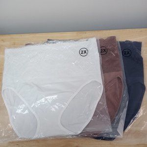 Rhonda Shear 3-Pack Cotton Blend Lace Trimmed Brief #4225 Size 2X